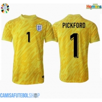Camisa de time de futebol Inglaterra Jordan Pickford #1 Goleiro Replicas 2º Equipamento Europeu 2024 Manga Curta